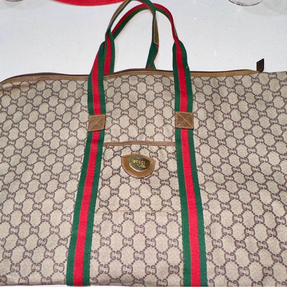 GUCCI GG Plus Supreme Web Sherry Line Tote Bag
Beige Red Green Auth - Picture 2 of 16